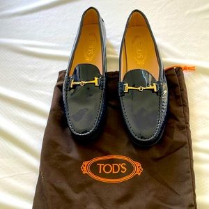 Tods new never worn blue patent leather